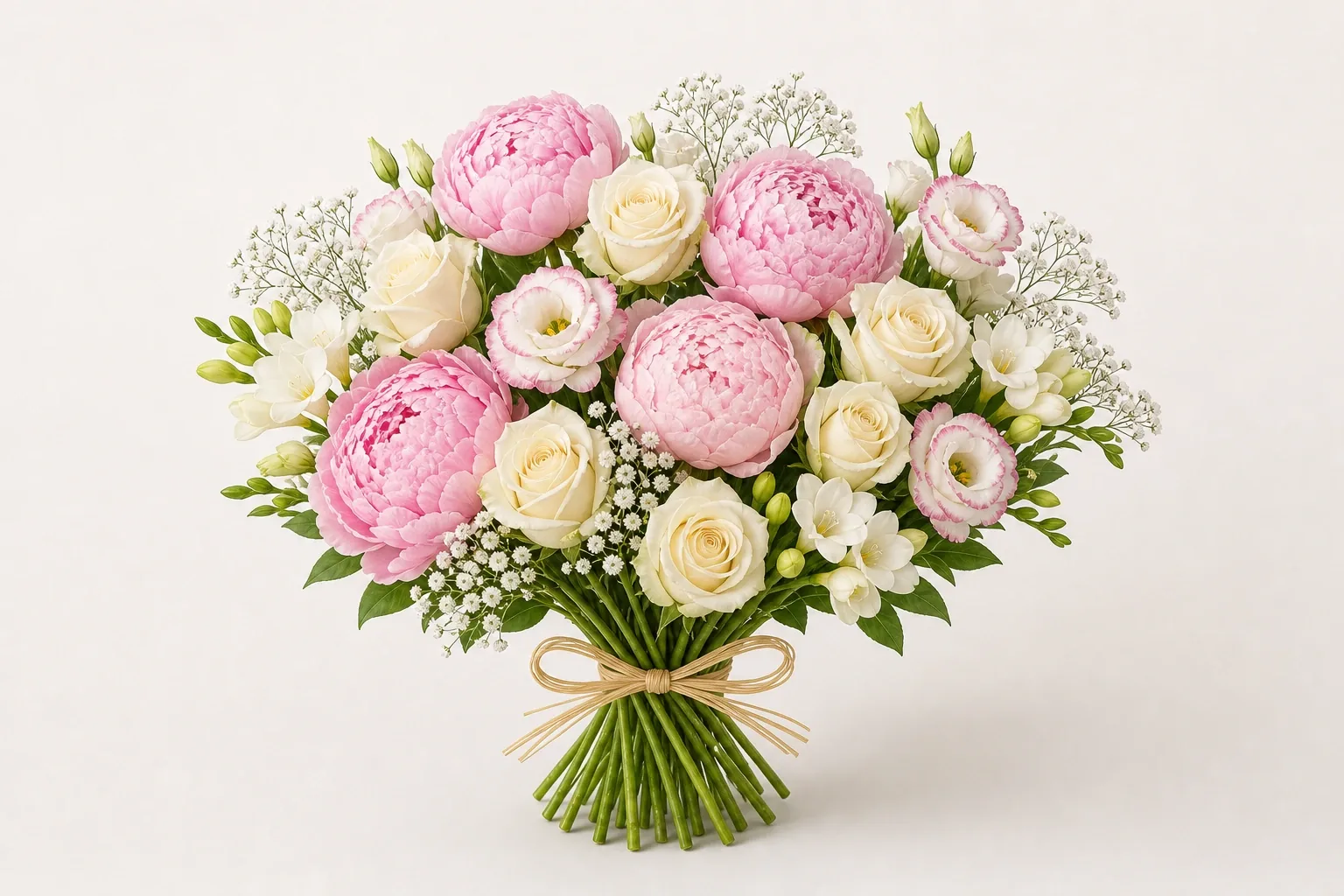 Soft birthday bouquet with peonies