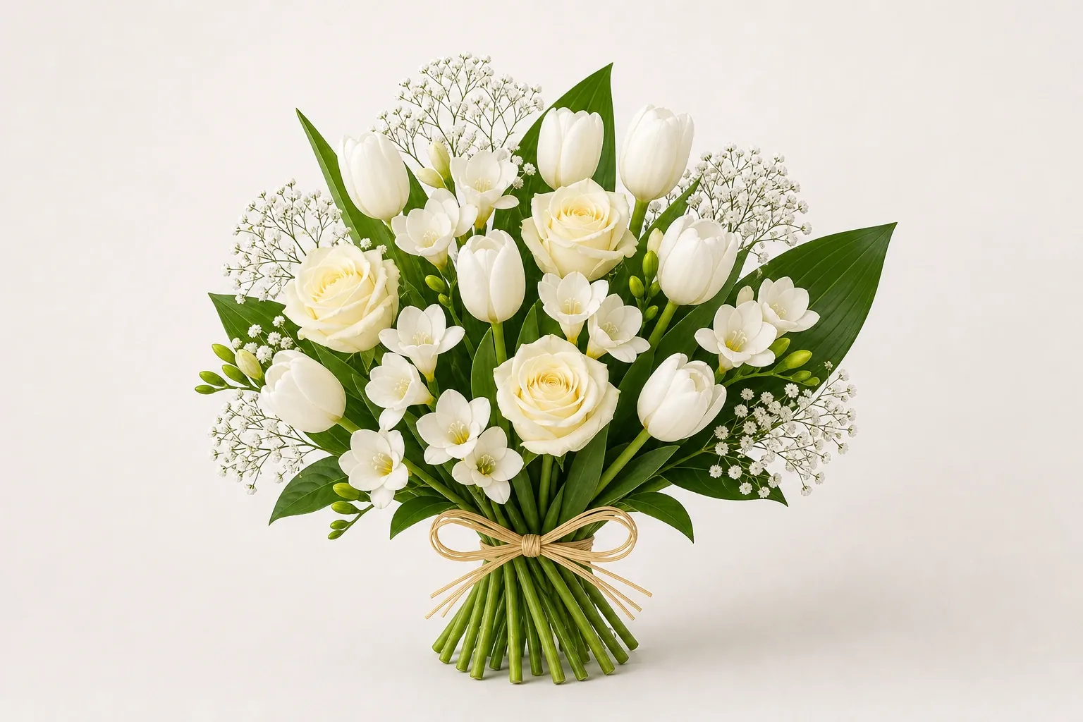 Calm apology bouquet of tulips and freesias