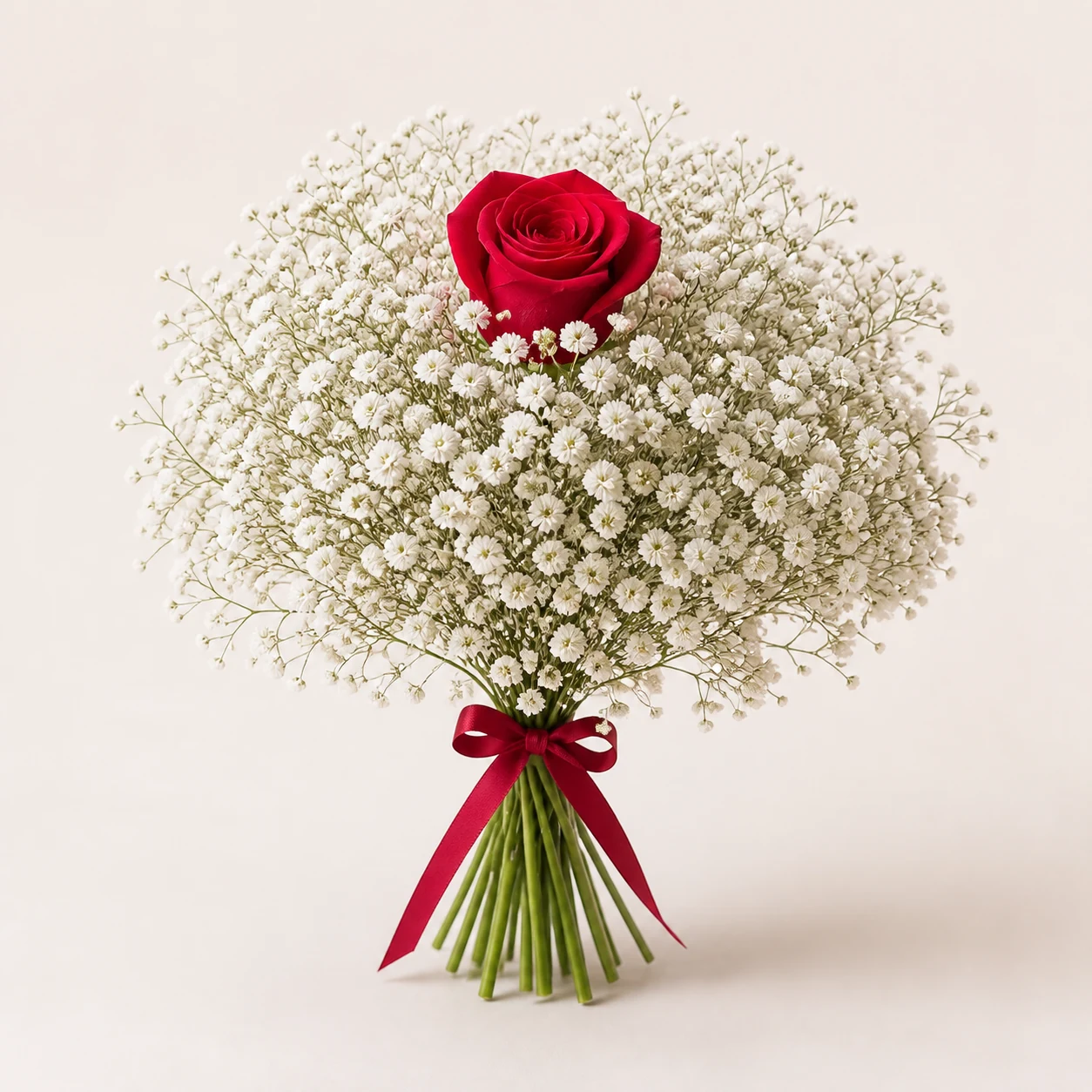 Gypsophila bouquet with a red rose