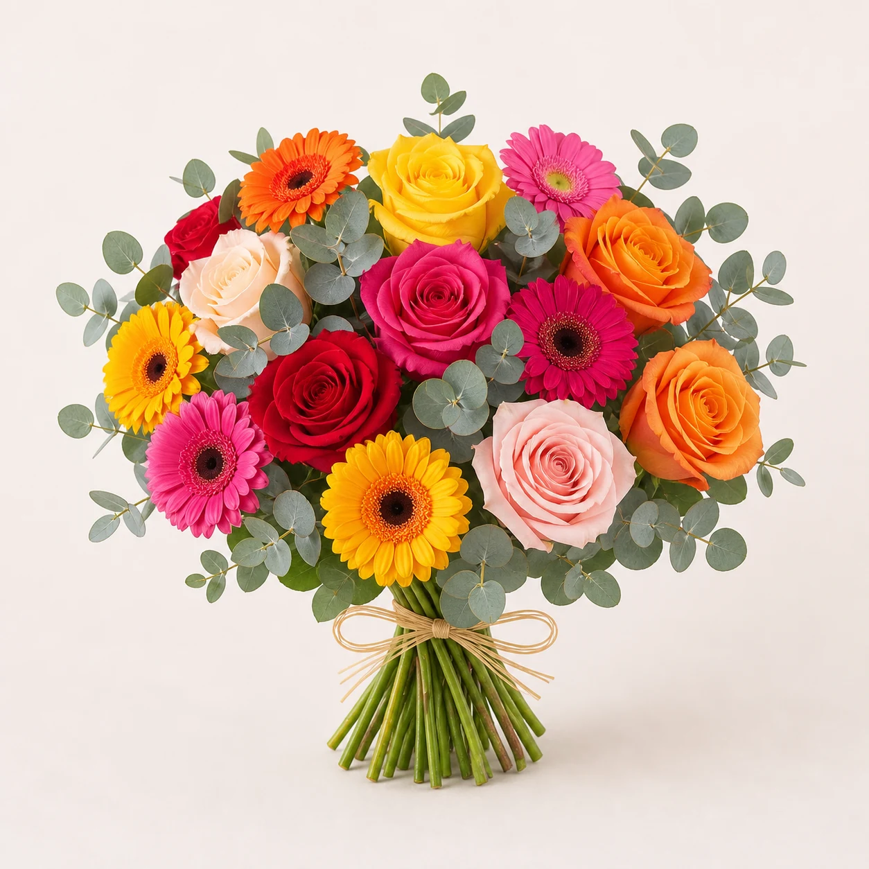 Sweet colorful roses and gerberas
