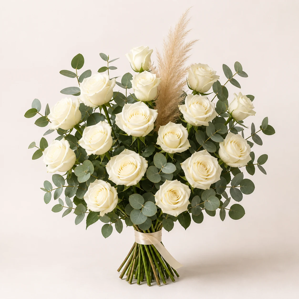 Sweet white roses and cortaderia